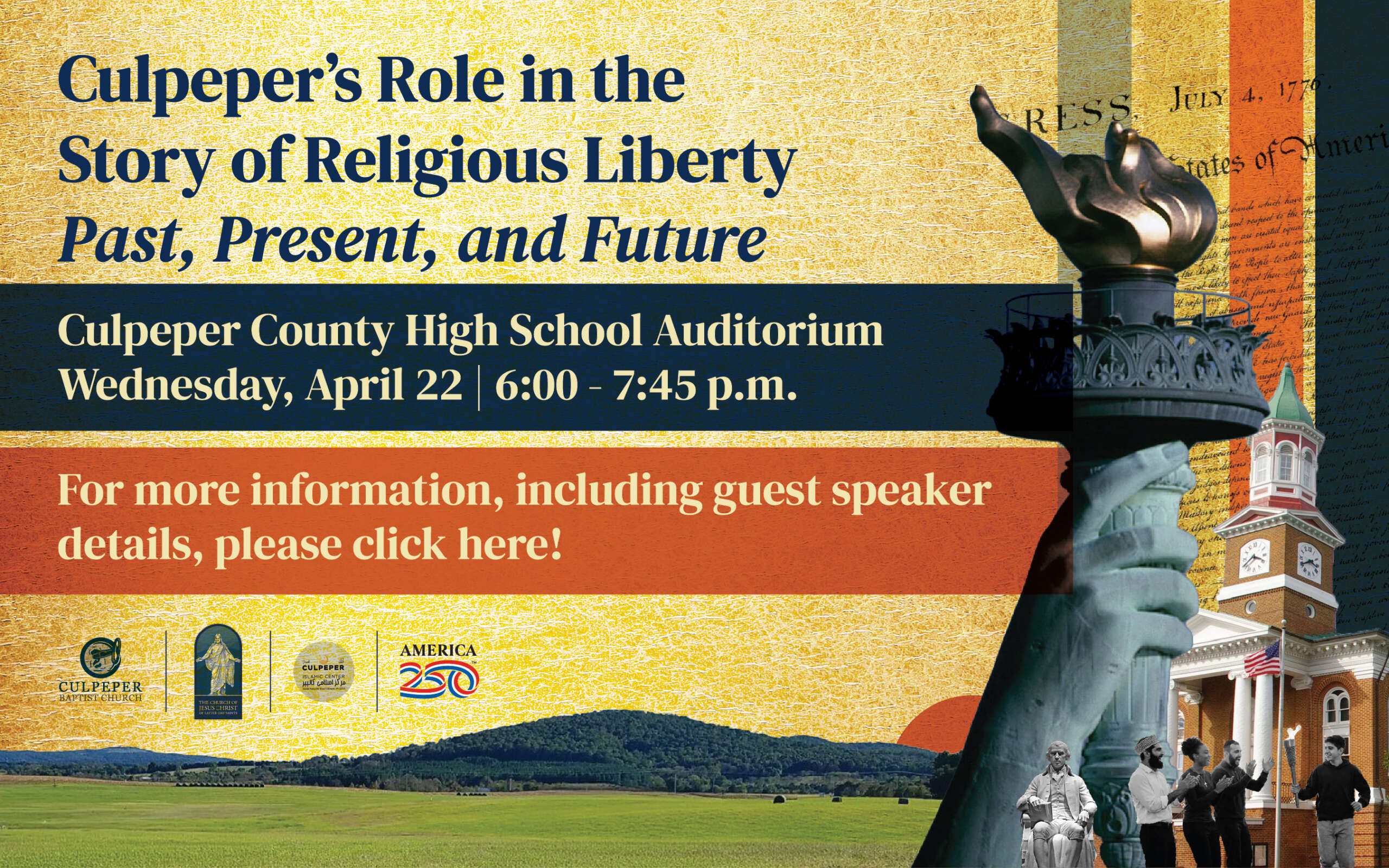 Liberty's Torch and other religious liberty symbols in collage format